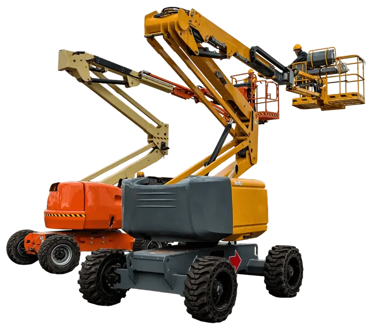 Two orange and yellow lifts